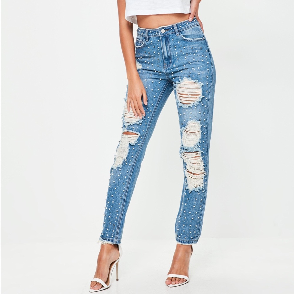 Missguided Pearl Mom Jeans